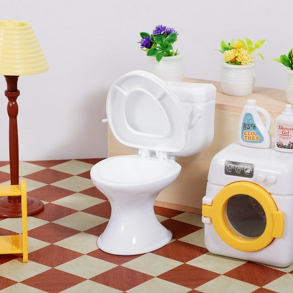 KALLORY  6 Pcs Dollhouse Toilet Bathroom Accessories Work Baby