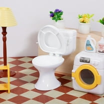 KALLORY 6 Pcs Dollhouse Toilet Bathroom Accessories Work Baby