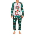 thumbnail image 2 of Elippeo Christmas Family Pajamas Matching Set, Snowman Print Long Sleeve T-shirt with Pants Sleepwear Loungewear, 2 of 7