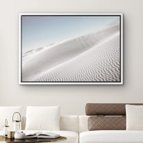 PixonSign Framed Canvas Print Wall Art Pastel Blue and White Sand Dunes Nature Desert Photography Modern Art Southwest Landscape Relax/Calm Ultra for Living Room, Bedroom, Office - 16"x24" White