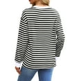 thumbnail image 4 of Fantaslook Striped Long Sleeve Shirts for Women Crewneck Tunic Tops Color Block Blouses Fall Pullover, 4 of 7