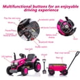 thumbnail image 6 of iRerts 12V Ride on Tractor with Detachable Garden Cart, Kids Ride on Toys with Remote Control, Bluetooth, Music, Radio, Battery Powered Electric Cars Tractor for Kids Boys Girls, Magenta, 6 of 9