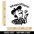 thumbnail image 2 of Magnifique French Compliment Language Beret Blowing Kiss Self-Inking Rubber Stamp for Stamping Ink Stamper Crafting Planners - 3/4 Inch Small - Pink Ink, 2 of 7
