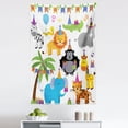 thumbnail image 1 of Birthday Tapestry, Jungle Wild Safari Animals in Cartoon Pattern with Party Hats Flags Image, Fabric Wall Hanging Decor for Bedroom Living Room Dorm, 5 Sizes, Multicolor, by Ambesonne, 1 of 1