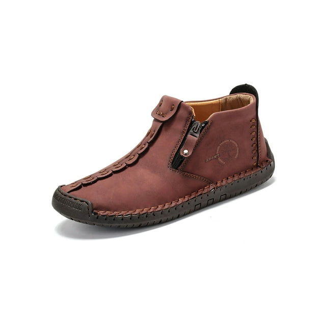 UKAP Men Booties Comfort Ankle Boot Non-Slip Casual Shoes Work Flats Non Slip Loafers Red US 8
