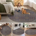 thumbnail image 5 of Vintage Mediterranean Round Area Rug 8Ft Washable Large Circle Rugs for Living Room Dorm, Retro Morocco Abstract Art Brown Blue Non-Slip Carpet Floor Mats Indoor Outdoor Carpet Runner Home Decor, 5 of 8