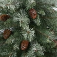 thumbnail image 4 of 44in. Snowed French Alps Mountain Pine Artificial Christmas Tree with 135 Bendable Branches and Pine Cones in Red Planter, 4 of 5