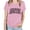 Pink, variant on YHAJDS Women's Round Neck Tops AUNTIE Letter Print Short Sleeve Loose Casual Summer Tee