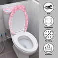 thumbnail image 3 of COEQINE Toilet Lid Dust Cover 2 Pcs Set Easy Installation Elastic Bottom Soft Toilet Cover Set for Bathroom Decor Accessories, Mermaid Scales Cherry Blossom, 3 of 7