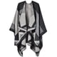 thumbnail image 1 of Poncho tipo capa de invierno para mujer, cálido, abierto, estampado, reversible, de gran tamaño, tipo manta, cárdigan, suéter de lana a cuadros hilado, bufanda de polar, C, 1 of 4
