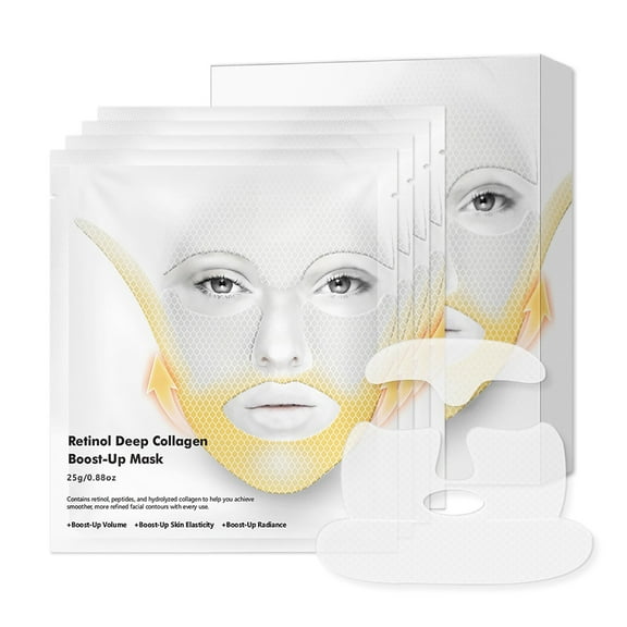 HHBEAUTY Retinol Collagen Lifting Mask, Deep Collagen Anti-Aging Facial Mask for Glass Glow Skin, Hydrating Overnight Hydrogel Face Mask for lifting, firming, and moisturizing 4 Pcs