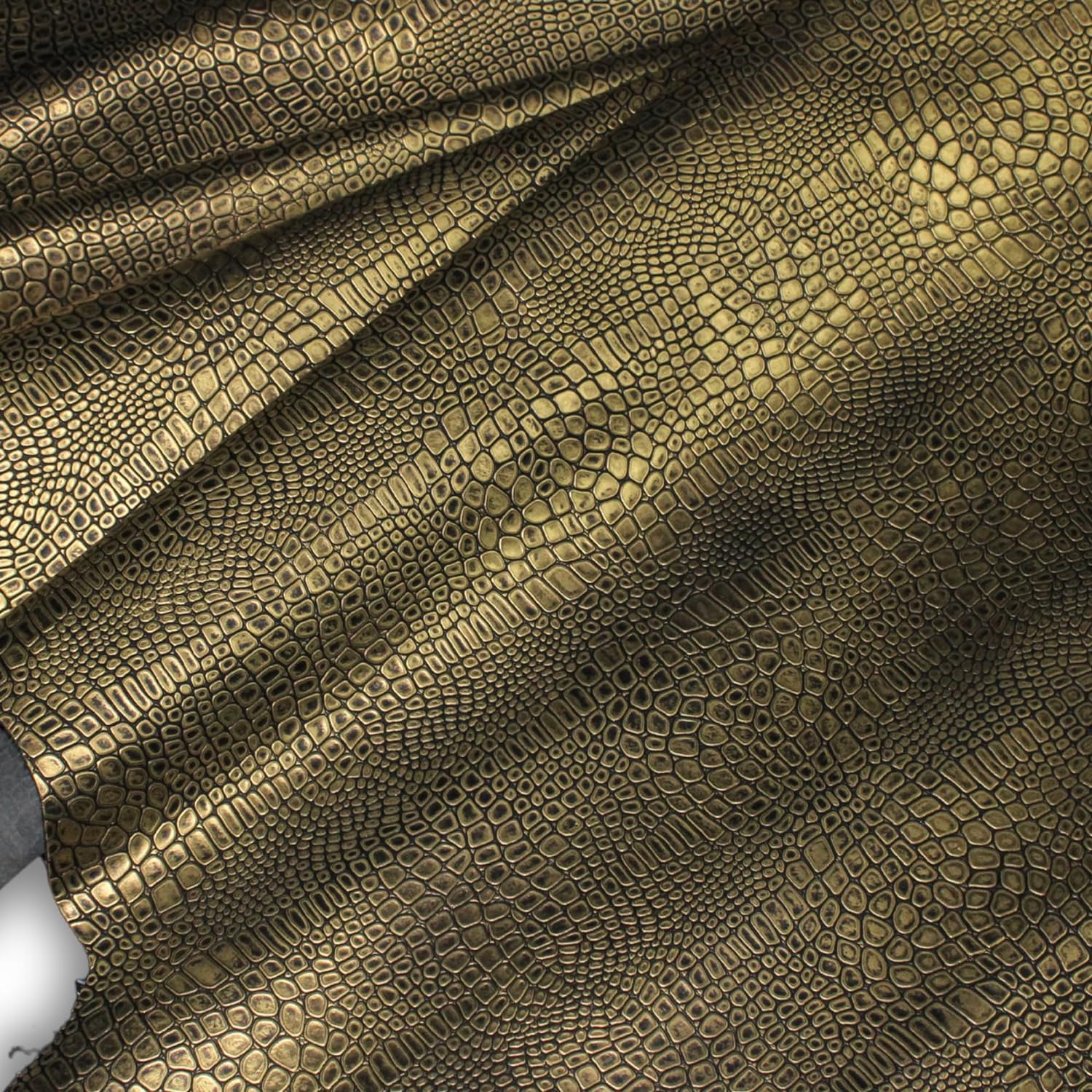 ArtisanCowhides Genuine Reptile Embossed Cowhide Leather for Crafts–  Gold 10 Sq ft