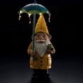 thumbnail image 4 of Estatuilla de jardín de resina-Gnomo de Navidad con impermeable amarillo con luces LED solares, decoración festiva al aire libre para Patio césped Soledad estatua de gnomo, 4 of 8