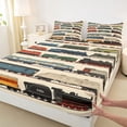 thumbnail image 4 of Castle Fairy Retro Realistic Vintage Steam Train Queen Sheet Sets 4 Pieces for Boys, Classic Locomotive Bed Set for Bedroom, Green Red, 4 of 6
