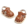 thumbnail image 6 of ZACPNCV Newborn Infant Shoes Summer Soft Bottom Casual Sandals Bowknot Embroidery Cute Princess Shoes Brown 9 Months, 6 of 7