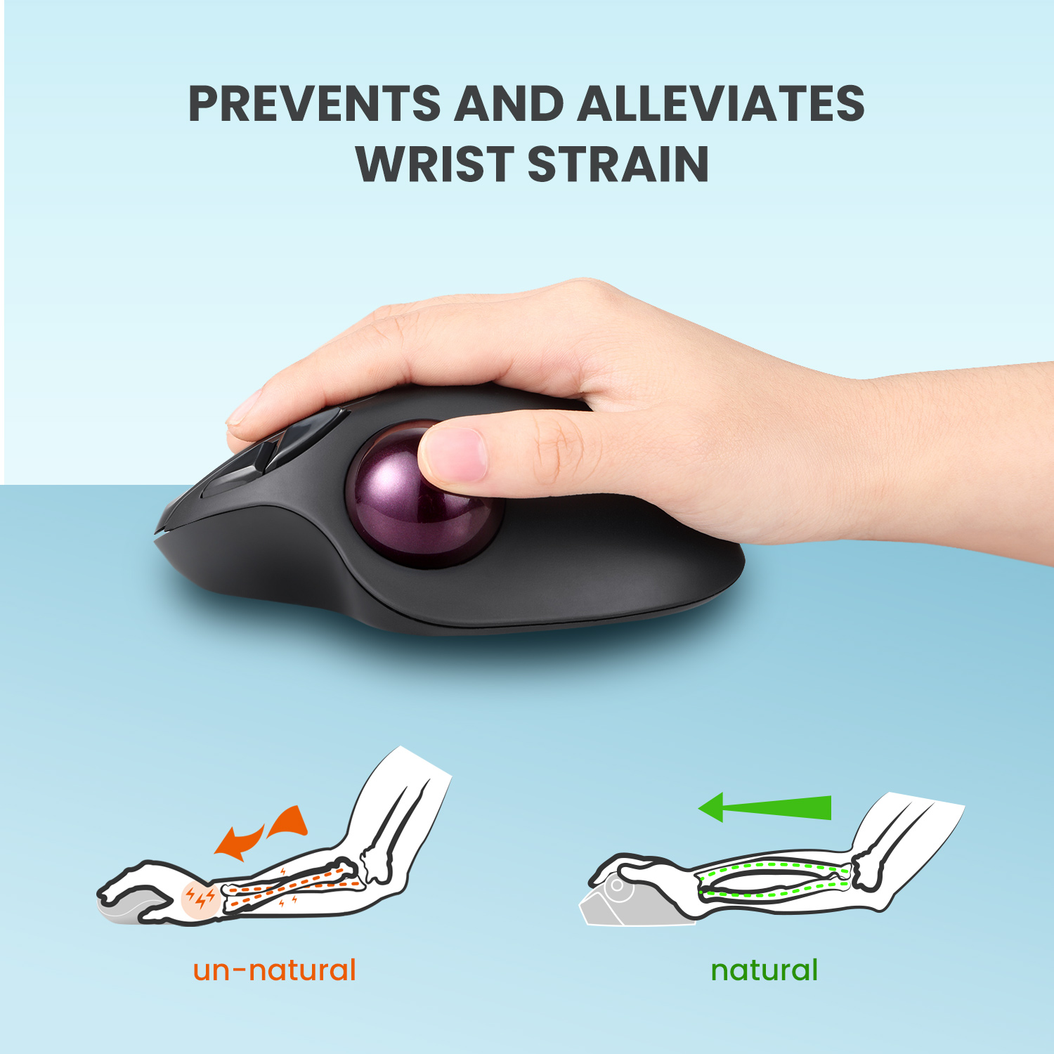 Perixx Perimice-717 Wireless Trackball Mouse, Ergonomic photo 5