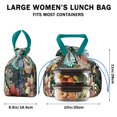 thumbnail image 5 of Pioneer Flower Floral Print Pattern Drawstring Lunch Bag Women - Drawstring Lunch Bag Insulated for Work Office - Stain-Resistant Large Lunchbags for Women with Multi-Pockets, 5 of 6