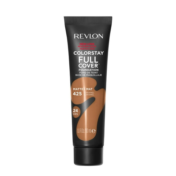 Revlon ColorStay Full Coverage Cream Foundation Makeup, Matte Finish, 425 Caramel, 1.0 fl oz