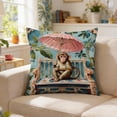 thumbnail image 3 of Chinoiserie Throw Pillow Covers 18x18 Inch, Floral Blue & White Porcelain Palace Peacock Monkey Decorative Pillow Cases, 3 of 6