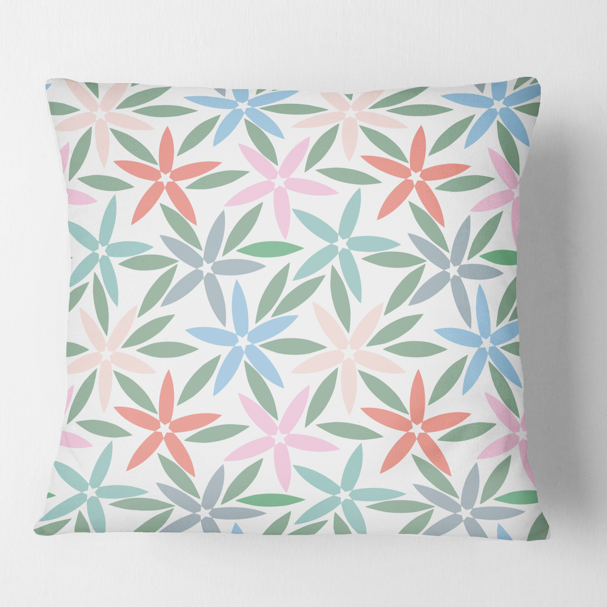 Designart Retro Abstract Flower Design III' Mid-Century Modern Throw Pillow - 16x16