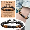 thumbnail image 5 of SUSHANG Handwoven Beaded Bracelet To My Man Bracelet Colorful Natural Stone Beads Card Bracelet Braided Rope Handmade Stone Woven Bracelet Jewelry Gifts for Men Boys, 5 of 7