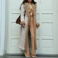 thumbnail image 2 of jtjvou Long Winter Coats for Women Faux Suede Leather Shearing Jacket Fuzzy Lined Trench Coat Business Casual Overcoat Beige XXXL, 2 of 7