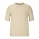 thumbnail image 3 of Camisetas Elvqul para Caballero Beige Casuales de Color Sólido Manga Corta Cuello Redondo, 3 of 6