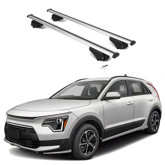 ERKUL Roof Rack Cross Bars for Kia NIRO 2023-2024 | Aluminum Crossbars with Anti Theft Lock for Rooftop | Compatible with Flush Rails - Silver