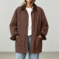 thumbnail image 5 of FDGIU Women's Corduroy Collar Chore Jacket, Long Sleeve Button Down Casual Shacket, Loose Fit Mid Length Outerwear for Fall Spring, 5 of 8