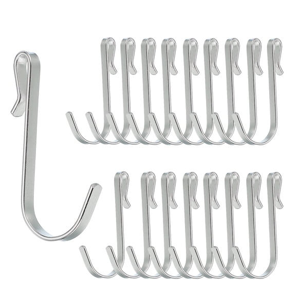 Uxcell Crochets en J de 2,3 Pouces, Lot de 20 Crochets pour Grille Métallique, Crochets en J à Clipser, Ton Argent