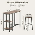 thumbnail image 5 of Aiho 3-piece Bar Table Set , Dining Table Set with 3 Storage Shelves For Dining Room , Retro, 5 of 10