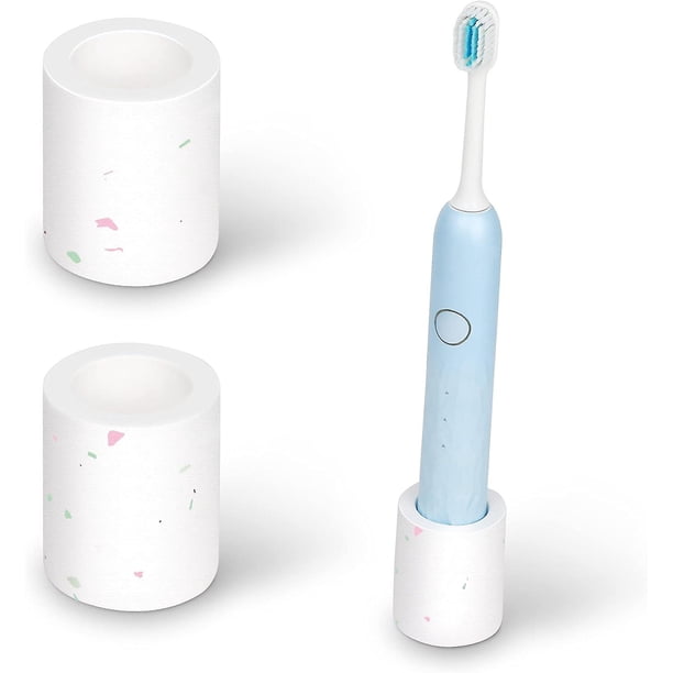 Soporte para cepillo de dientes de diatomita orgánica para encimeras de tocador de baño, blanco, paquete de 2