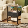 thumbnail image 6 of Bedside tables (set of 2), bedside tables with fabric drawers, mesh shelves, side tables with storage, fabric drawer dresser, open shelves, metal frame, bedroom, rustic brown, 6 of 9