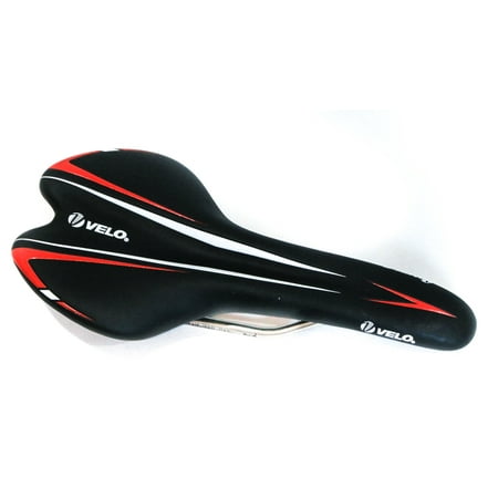 Bicycle Seat - Velo 1557 Light Titanium Rail Road MTB Bike Saddle Seat 241g Black/Red NEW
