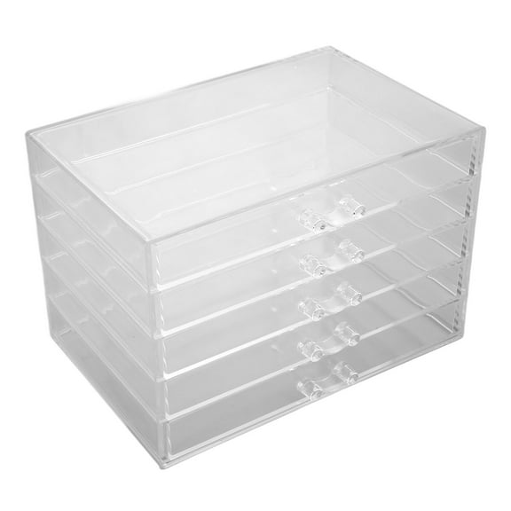 5-Drawer Acrylic Jewelry Box - Transparent, Dustproof & Detachable Organizer for Necklaces, Earrings, and Lipstick