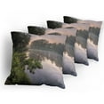 thumbnail image 5 of Ambesonne Forest Throw Pillow Cover 4 Pack, Lake Natura Netherlands, 20", Green Purplegrey, 5 of 7