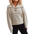 thumbnail image 1 of Sudadera con estampado de Navidad Gibobby para mujer Suéter de punto color caqui M, 1 of 5