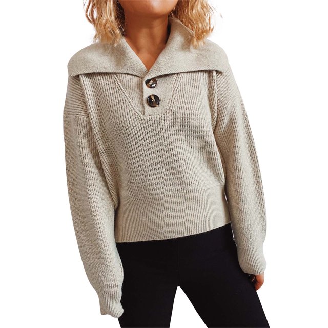 Sudadera con estampado de Navidad Gibobby para mujer Suéter de punto color caqui M