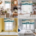 thumbnail image 5 of Teal Beige Ombre Kitchen Curtain Valances for Windows Farmhouse Short Curtains, Moire Modern Abstract Art Geometric Rod Pocket Valance Curtain for Bedroom Cafe Living Room, 5 of 8