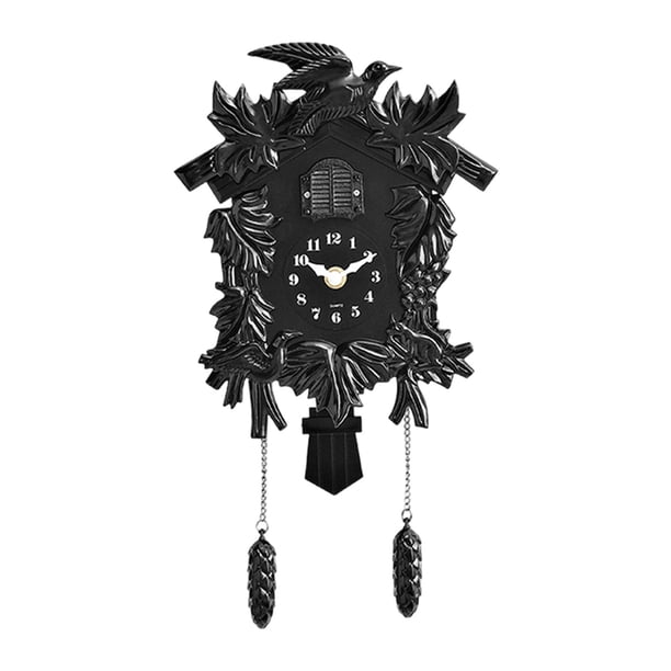 Reloj de pared contemporáneo con sonido de cuco, de plástico resistente, ideal para el dormitorio. Negro