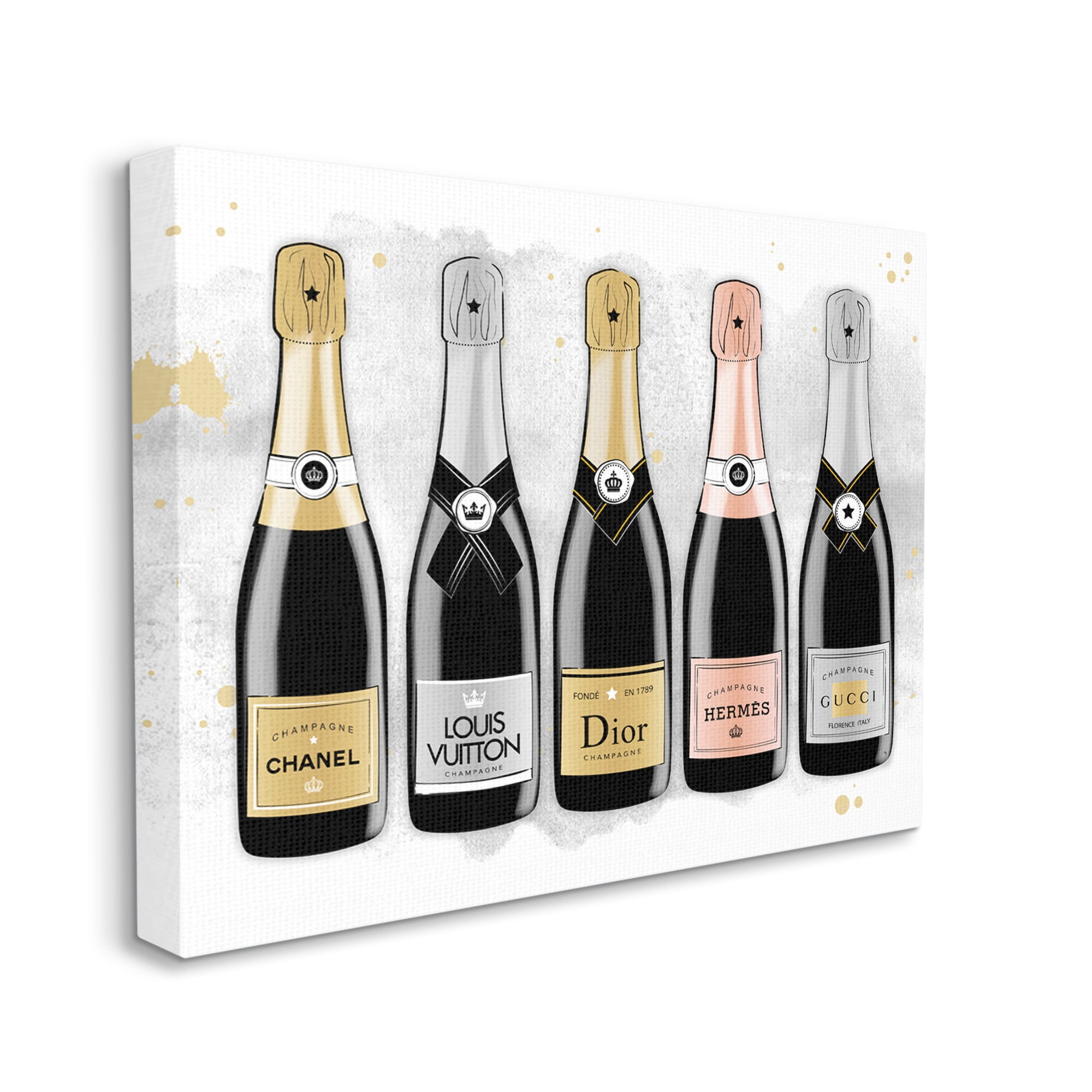 Stupell Industries Varied Glam Champagne Food & Beverage Painting Gallery Wrapped Canvas Art Print Wall Art, 20 x 16