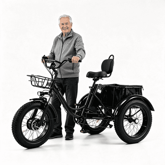 3-Wheel Electric Tricycle for Adults, 20"x4.0 Fat Tire Ebike, 500W/1000W Motor, 48V 15Ah Battery, 7-Speed