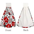 thumbnail image 3 of 2 Pcs Hanging Towels, Dish Towels Floral Pattern Absorbent Hand Towels with Hanging Loop Washcloth for Bathroom Kitchen, 3 of 6