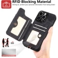 thumbnail image 2 of Phone Case for iPhone 15 Pro 6.1 inch Wallet Cover with Screen Protector and Wrist Strap Lanyard RFID Credit Card Holder Ring Stand iPhone15Pro 5G i i-Phone i15 iPhone15 15Pro Women Men Black, 2 of 14