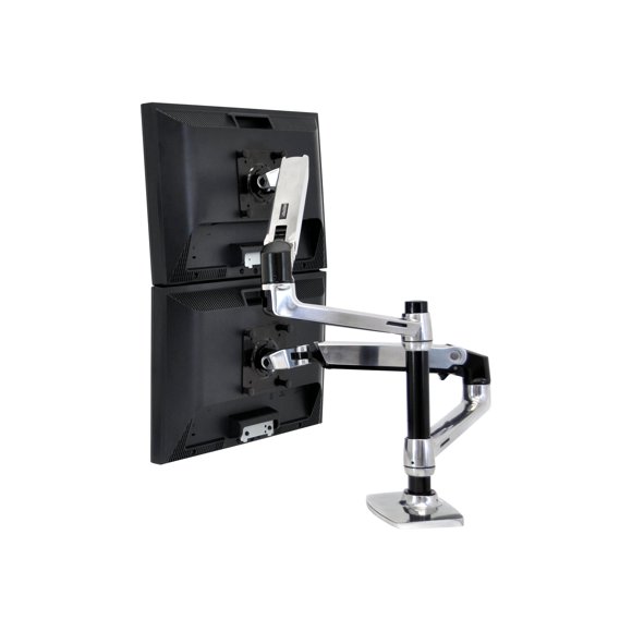 Ergotron LX - Mounting kit (desk clamp mount, grommet mount, pole, 2 articulating arms, 2 extension brackets, notebook tray) - for 2 LCD displays or LCD display and notebook - polished aluminum - screen size: up to 24" - desktop