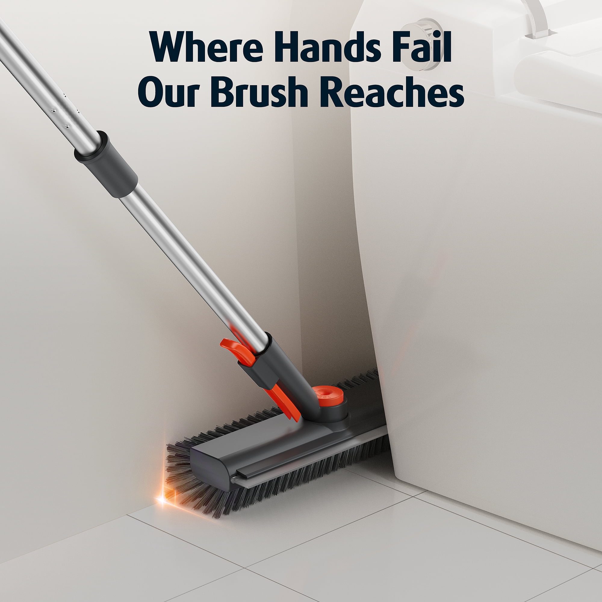 Floor Scrub Brush 3 in 1 Scrape and Heavy-Duty Stiff Bristle Scrubber Brush for Cleaning Shower Bathroom, Patio, Garage, Kitchen, Wall and Deck with Long Handle