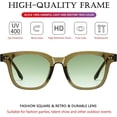 thumbnail image 2 of Lunettes de Soleil Carrées pour Femmes Hommes Mode Soleil, Monture TR90 Lunettes de Soleil Tendance Rétro, Vert Olive/vert, 2 of 5