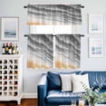 thumbnail image 5 of Gradient Gray Waves Ocean Curtain Tier and Valance Set 3 Piece, Abstract Summer Beach 3-inch Rod Pocket Window Tier Curtains Valance for Kitchen Living Room, 5 of 9