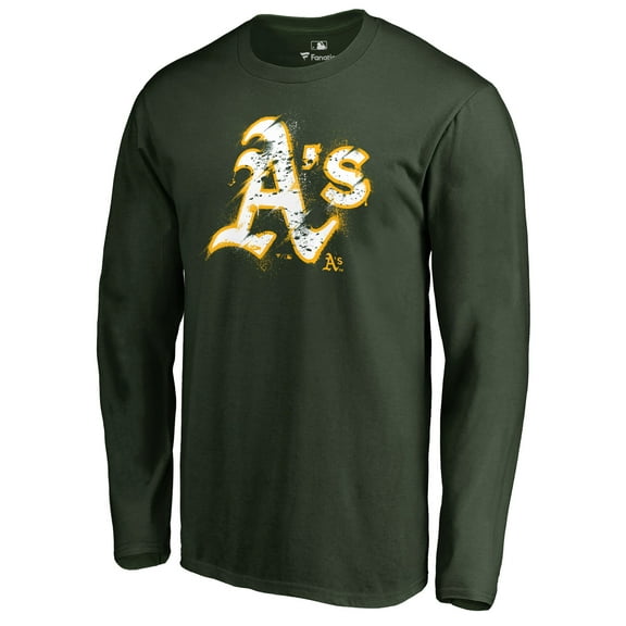 Men's Green Athletics Splatter Logo Long Sleeve T-Shirt