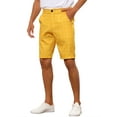 thumbnail image 4 of INSPIRE CHIC Men's Shorts Plaid Pattern Straight Fit Comfort Flat Front Checked Shorts 28 Yellow, 4 of 6
